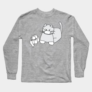 Corona Cat White Gloves Pink Back Long Sleeve T-Shirt